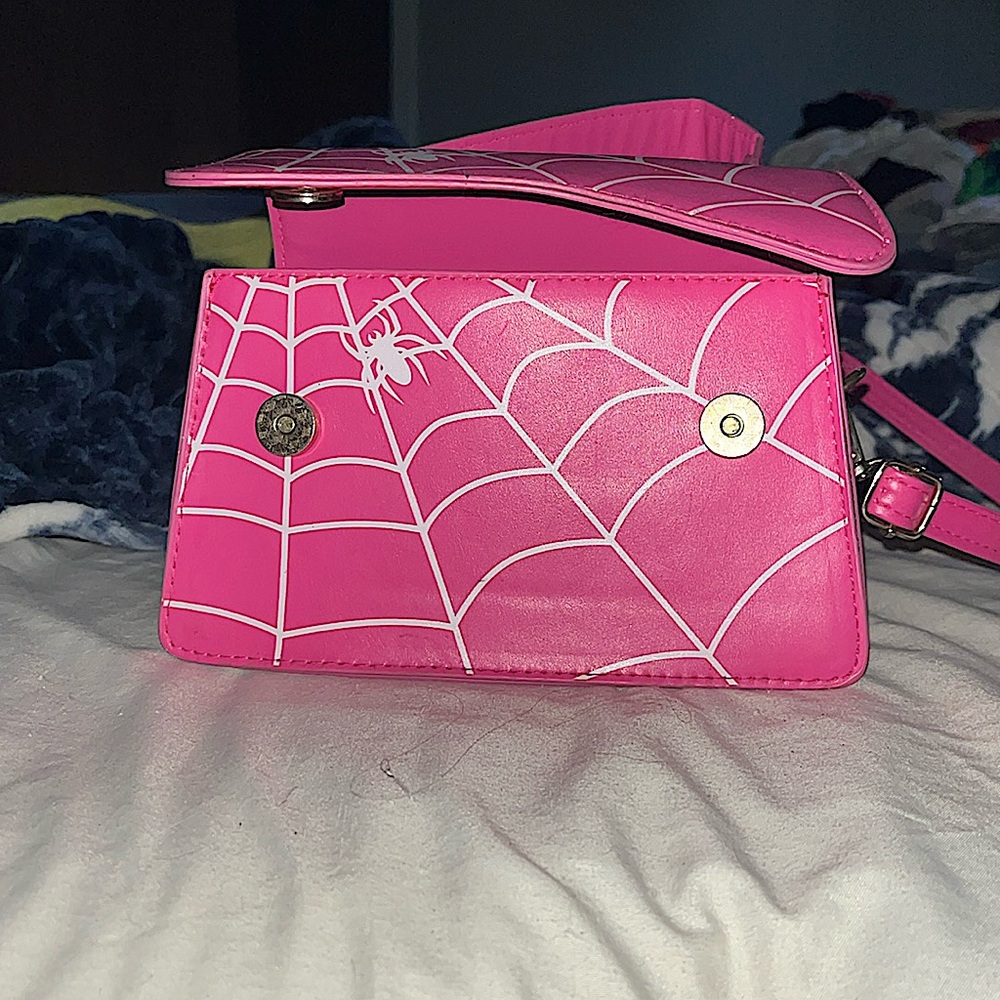 pink spider web girl purse